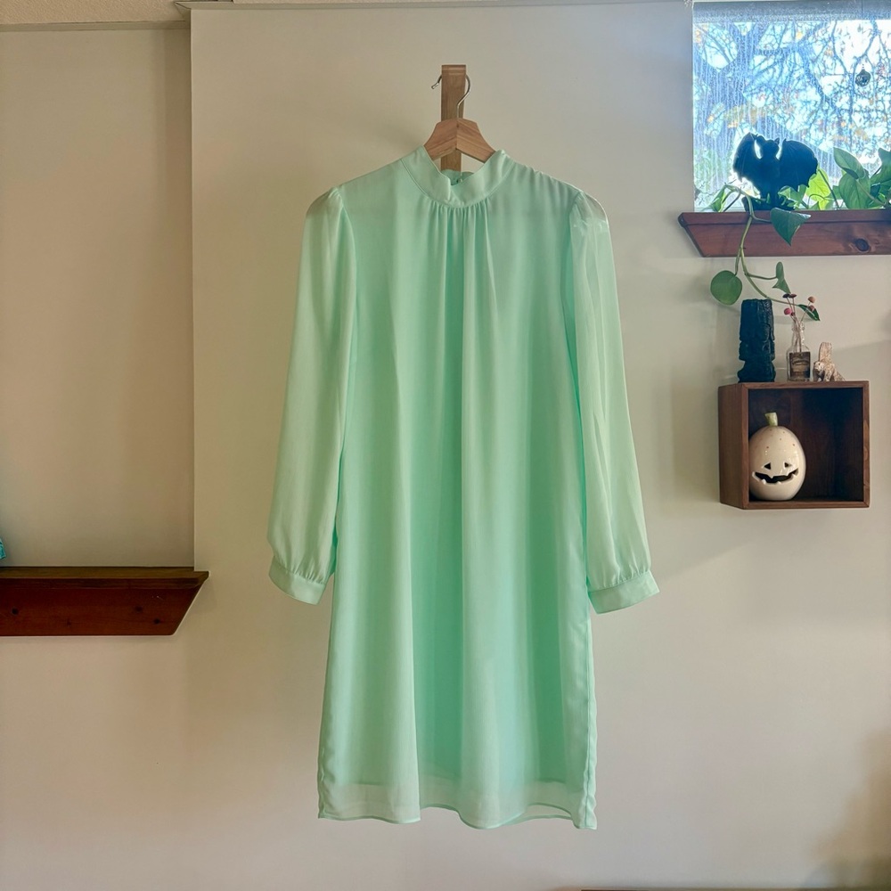 J. Crew Light Green Long Sleeve Dress